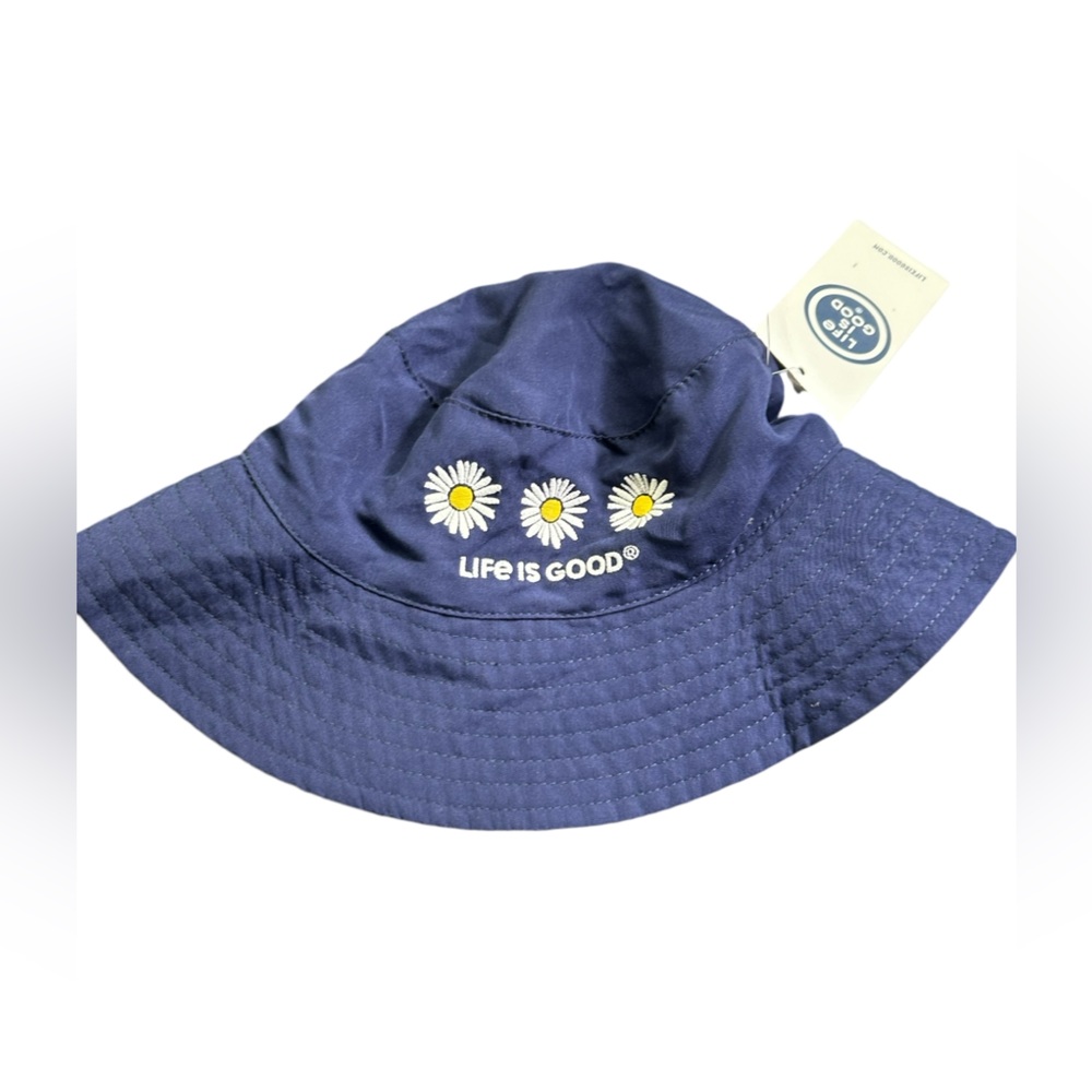 LIFE IS GOOD classic three painted daisy navy blue sun protection hat 18M-3T